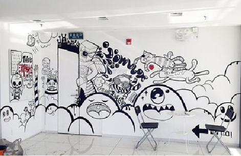 商丘手绘墙并非传统涂鸦。